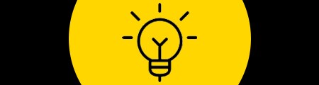 Versatility & inspiration icon in yellow and black colours
