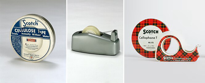 Historic depictions of how Scotch® Transparent Tape and Scotch® Tape Dispensers looked
