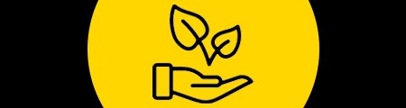 Innovation & sustainability icon in yellow and black colours
