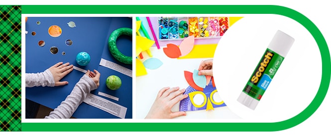 Scotch® Glue Stick and usage examples - creating artwork and school projects
