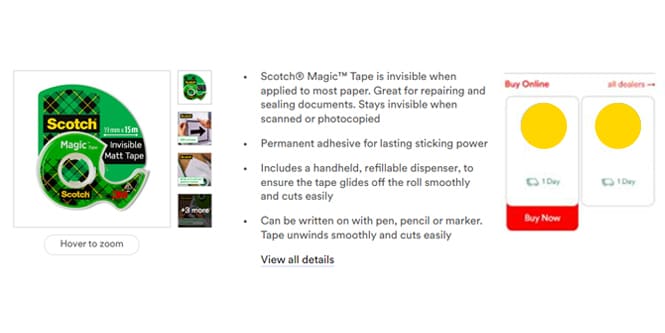 Buy Now option on the product page
