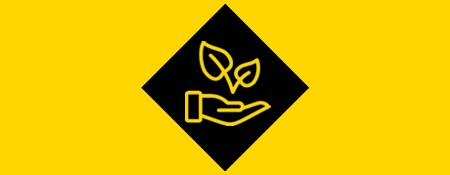 Sustainability icon in yellow and black colours
