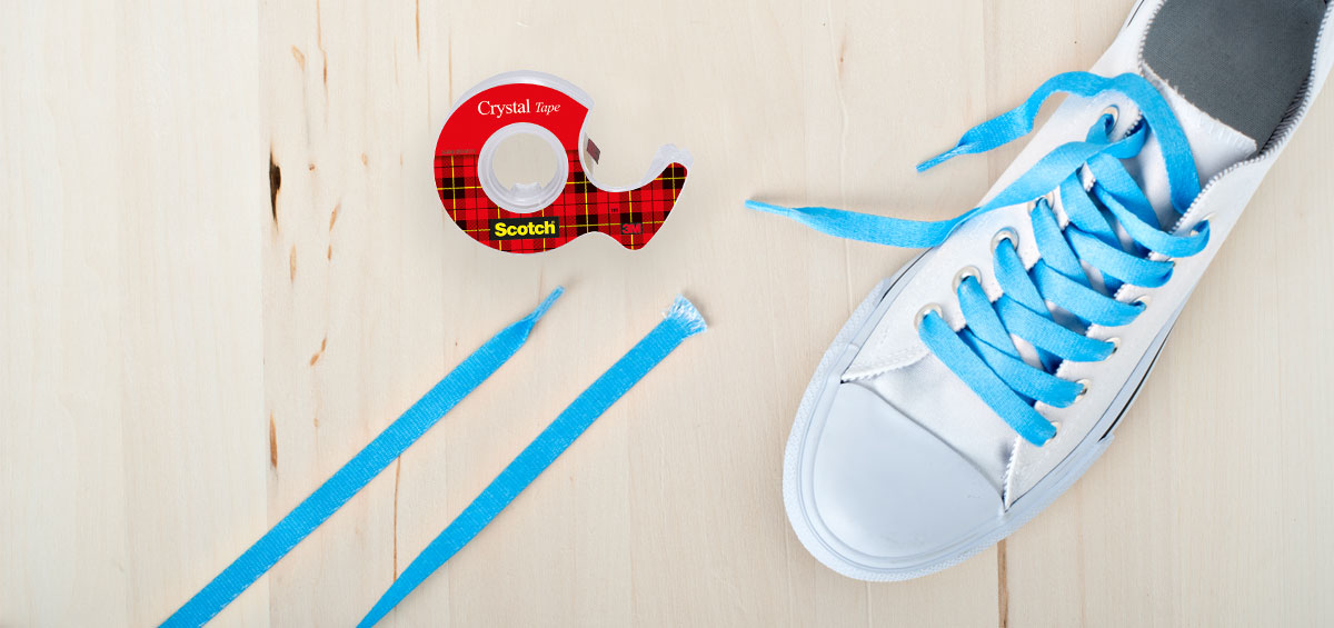 Fix a broken shoelace with Scotch® Crystal Tape